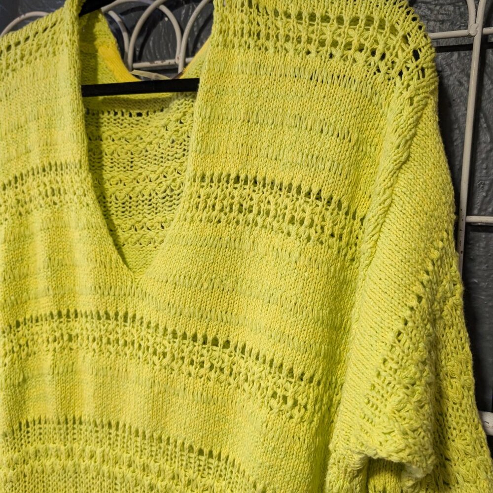 ⭐️Host Pick⭐️ NWT Free People Hot Tropics Lime Yellow Knit Sweater Top - Picture 4 of 10
